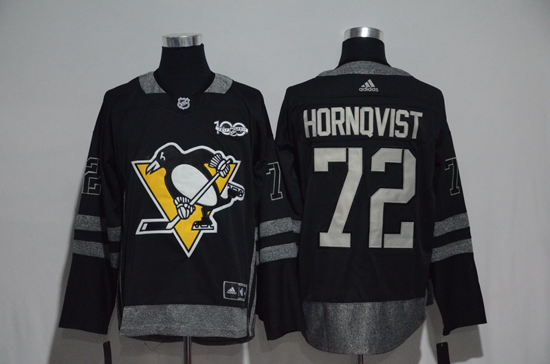 NHL Pittsburgh Penguins #72 Hornqvist Black 1917-2017 100th Anniversary Stitched Jersey
